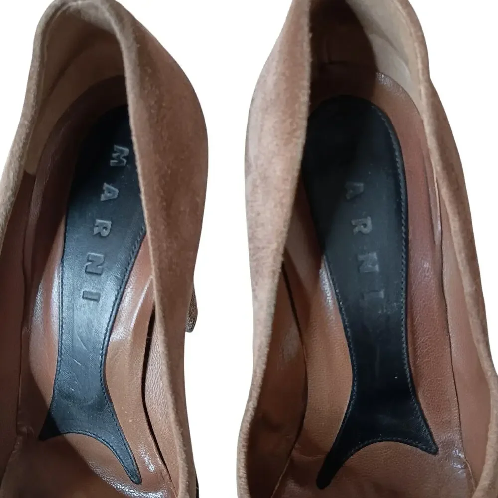 Retro Y2K Marni Platform Studded Suede High Heels 38 Punk Avant‎ Garde Coquette